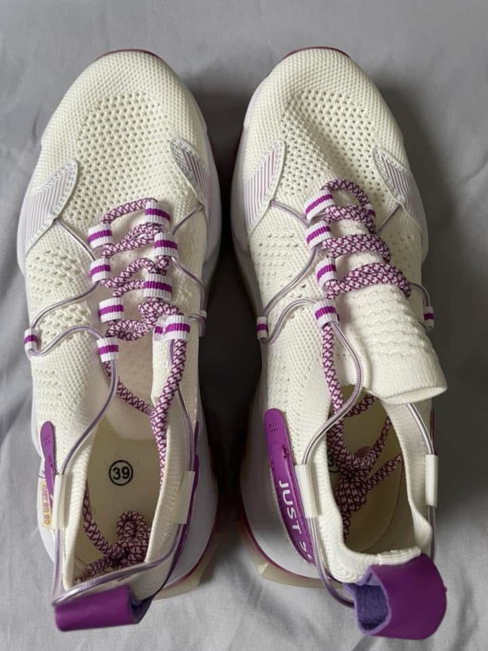 Women's Knit Athletic Sneakers in White and Purple
